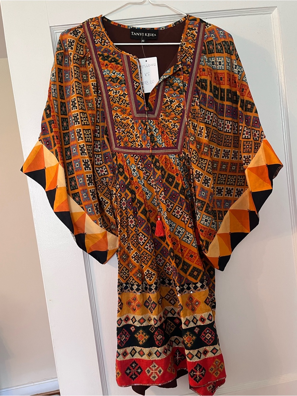 Tanvi Keera Women's Orange Patterned Boho Dress